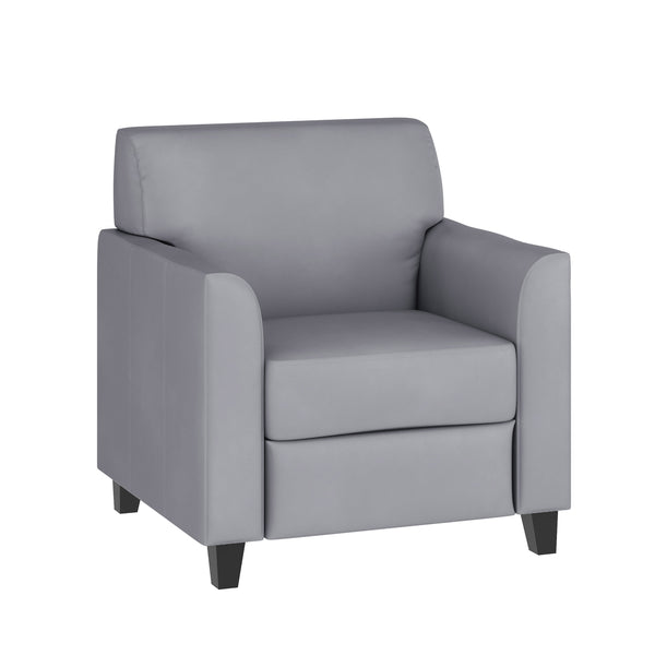 Gray |#| Gray LeatherSoft Chair with Clean Line Stitched Frame - Reception Seating