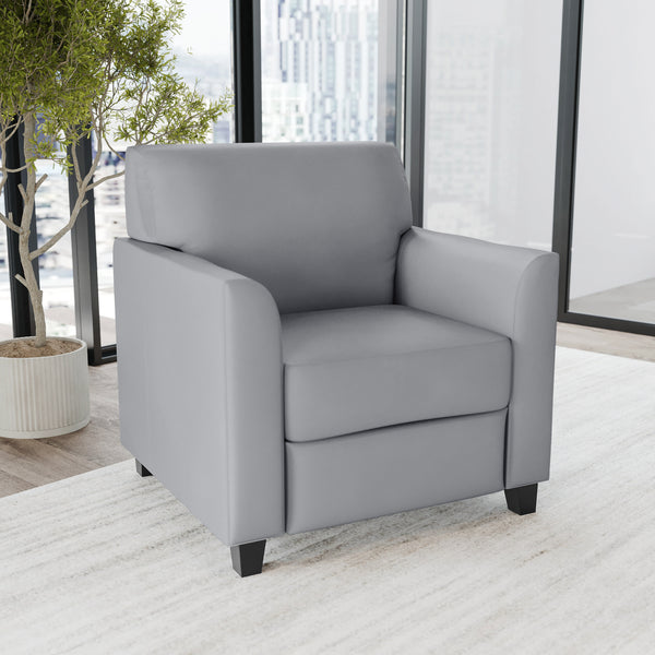 Gray |#| Gray LeatherSoft Chair with Clean Line Stitched Frame - Reception Seating