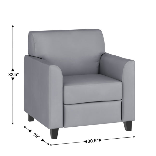 Gray |#| Gray LeatherSoft Chair with Clean Line Stitched Frame - Reception Seating