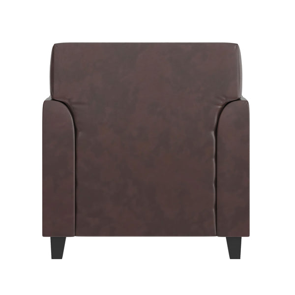 Brown |#| Brown LeatherSoft Chair with Clean Line Stitched Frame - Reception Seating
