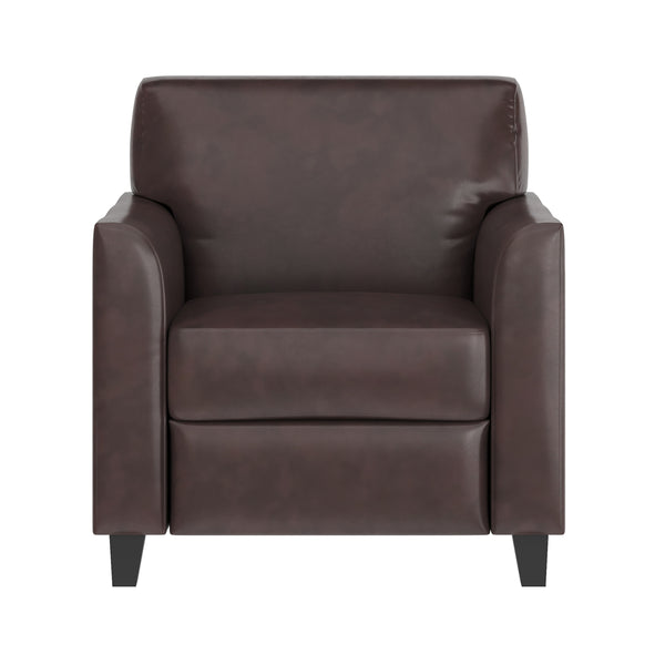 Brown |#| Brown LeatherSoft Chair with Clean Line Stitched Frame - Reception Seating