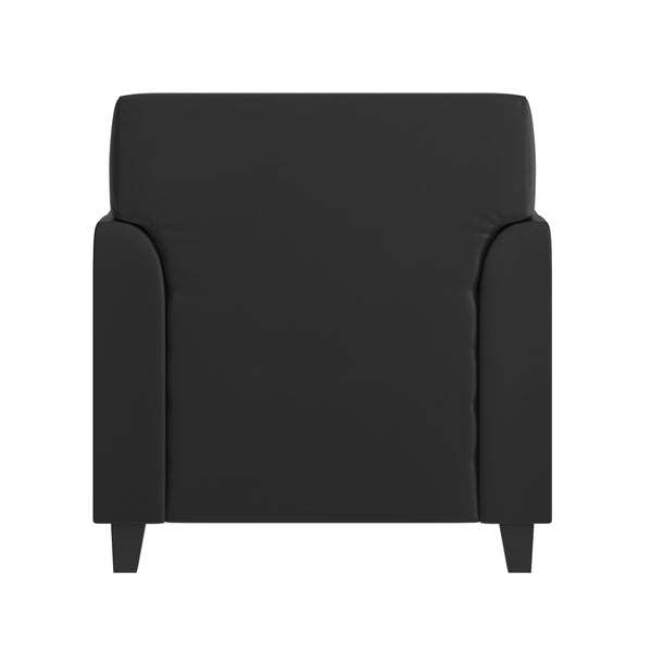 Black |#| Black LeatherSoft Chair with Clean Line Stitched Frame - Reception Seating