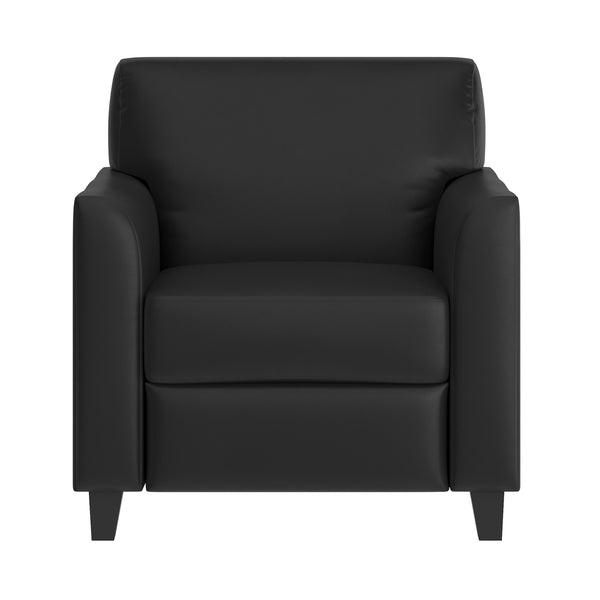 Black |#| Black LeatherSoft Chair with Clean Line Stitched Frame - Reception Seating