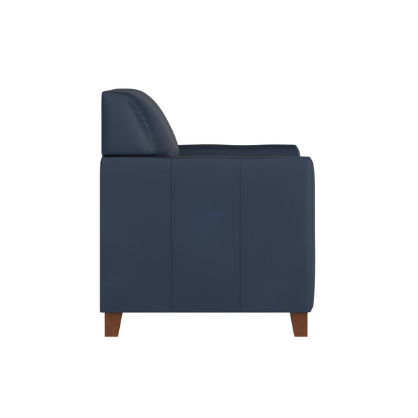 Navy |#| Navy LeatherSoft Chair with Clean Line Stitched Frame - Reception Seating