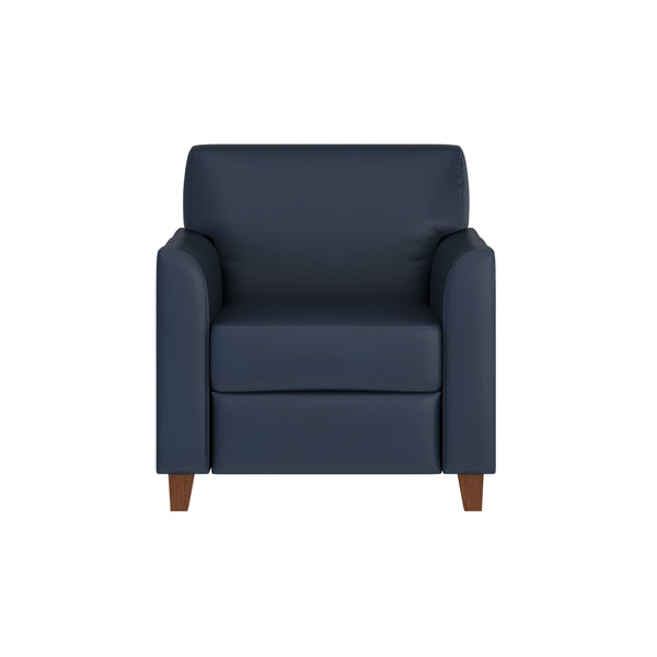 Navy |#| Navy LeatherSoft Chair with Clean Line Stitched Frame - Reception Seating
