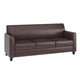Brown |#| Brown LeatherSoft Sofa with Clean Line Stitched Frame - Reception Seating