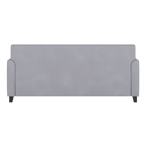 Gray |#| Gray LeatherSoft Sofa with Clean Line Stitched Frame - Reception Seating