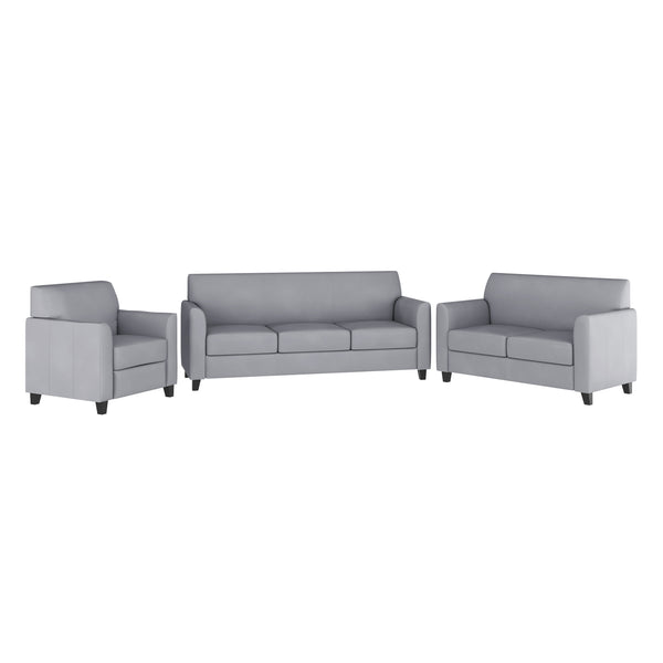 Gray |#| Reception Set in Gray with Clean Line Stitched Frame - Hospitality Seating