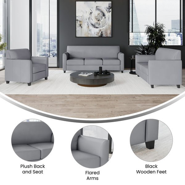 Gray |#| Reception Set in Gray with Clean Line Stitched Frame - Hospitality Seating