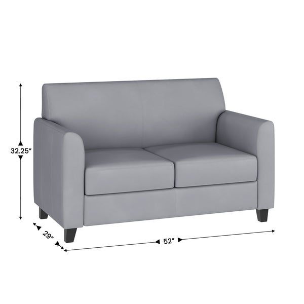 Gray |#| Reception Set in Gray with Clean Line Stitched Frame - Hospitality Seating