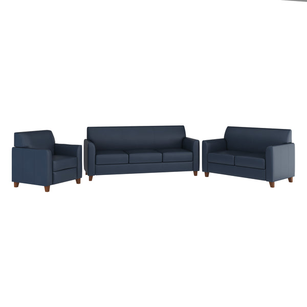 Navy |#| Reception Set in Navy with Clean Line Stitched Frame - Hospitality Seating