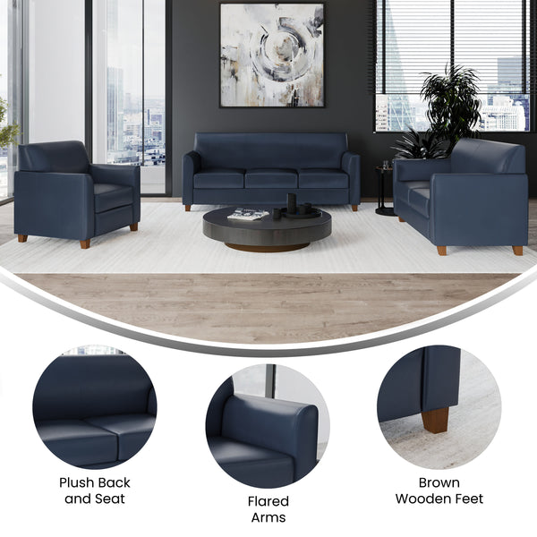 Navy |#| Reception Set in Navy with Clean Line Stitched Frame - Hospitality Seating