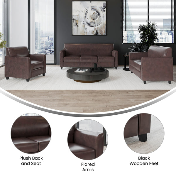 Brown |#| Reception Set in Brown with Clean Line Stitched Frame - Hospitality Seating