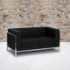 Black |#| Black LeatherSoft Modular Loveseat w/Quilted Tufted Seat &Encasing Frame