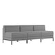 Gray |#| 3 Piece Gray LeatherSoft Modular Reception Lounge Set - Reception Bench