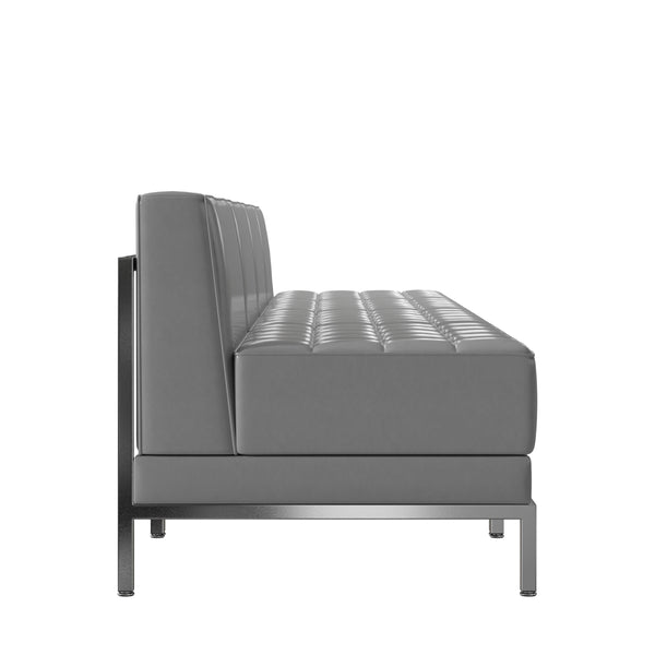 Gray |#| 4 Piece Gray LeatherSoft Modular Reception Lounge Set - Reception Bench