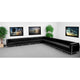 Black |#| 11 PC Black LeatherSoft Modular Sectional Configuration - Stainless Steel Legs