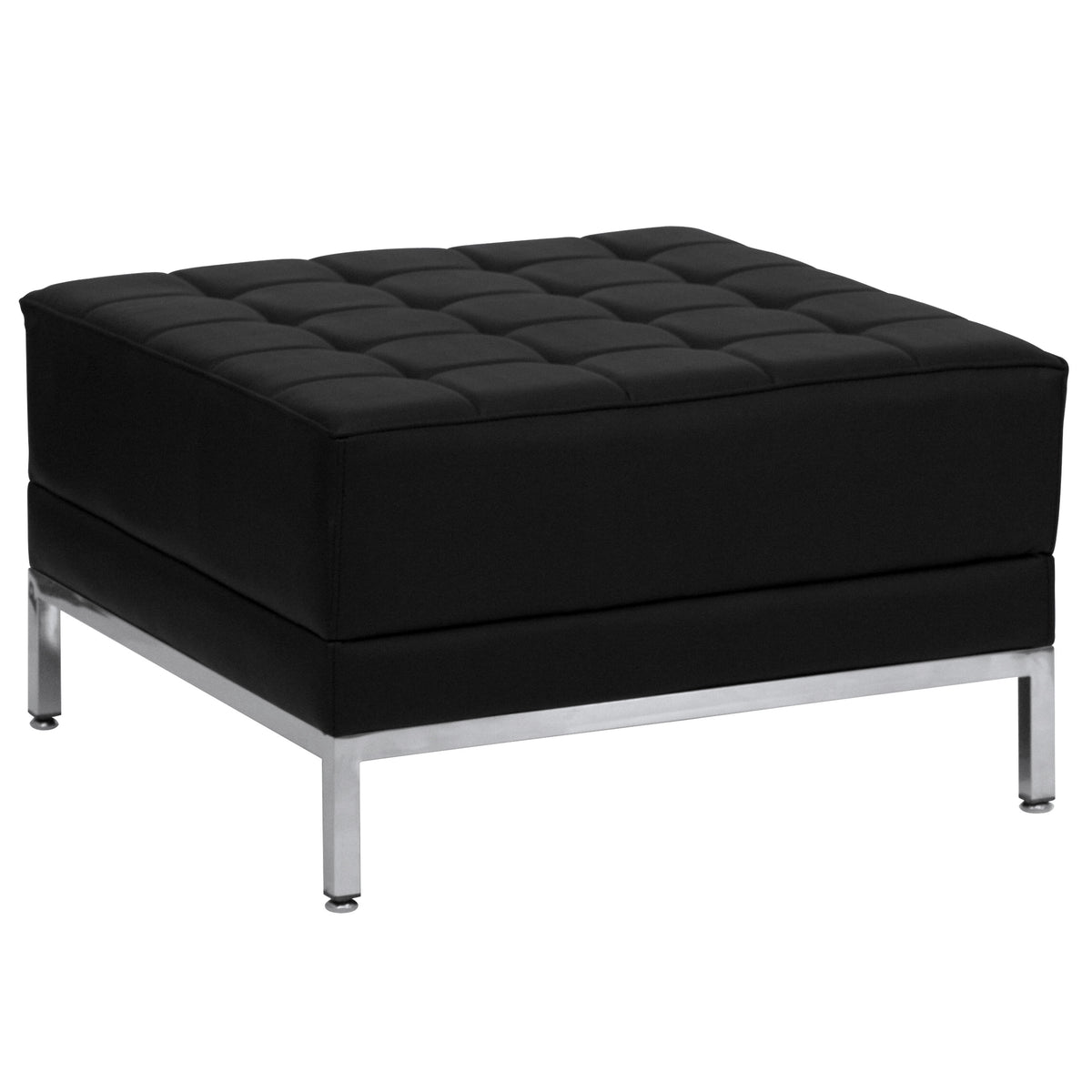 Black |#| 5 Piece Black LeatherSoft Modular Sofa & Lounge Chair Set w/ Taut Back &Seat