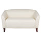 Ivory |#| Ivory LeatherSoft Loveseat-Cherry Wood Feet - Reception or Home Office Seating