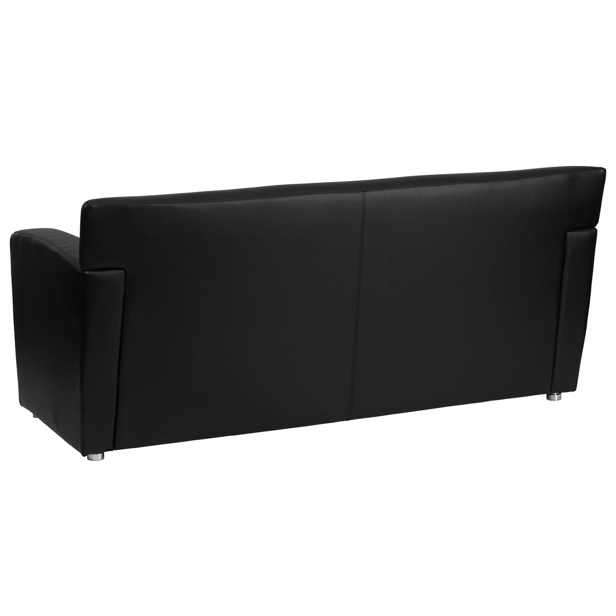 Black |#| Black LeatherSoft Sofa with Extended Panel Arms - Reception and Lounge Seating