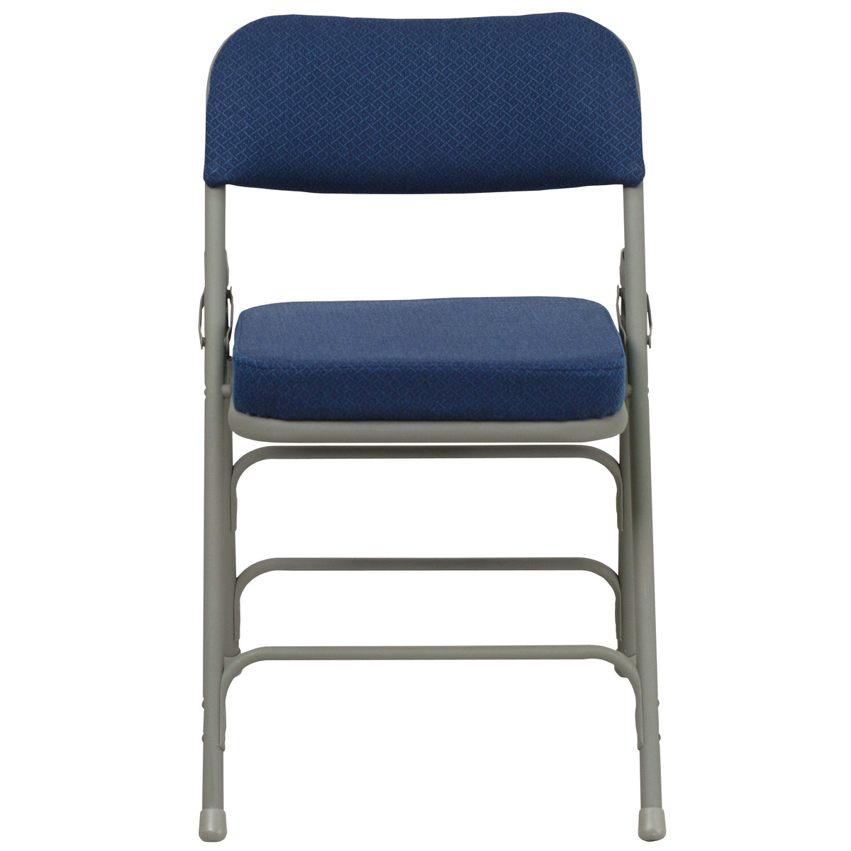 Navy Fabric/Gray Frame |#| 18.5inchW Premium Curved Triple Braced Navy Blue Fabric Metal Folding Chair