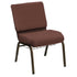HERCULES Series 21''W Church Chair in Mission Fabric with Book Rack - Gold Vein Frame