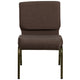 Brown Fabric/Gold Vein Frame |#| 21inchW Stacking Church Chair in Brown Fabric - Gold Vein Frame