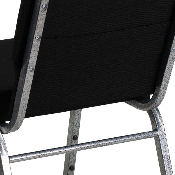 Black Fabric/Silver Vein Frame |#| 21inchW Stacking Church Chair in Black Fabric - Silver Vein Frame