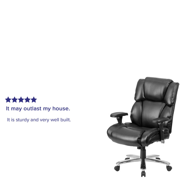 Black LeatherSoft |#| 24/7 Intensive Use Big & Tall 400 lb. Rated High Back Black LeatherSoft Chair