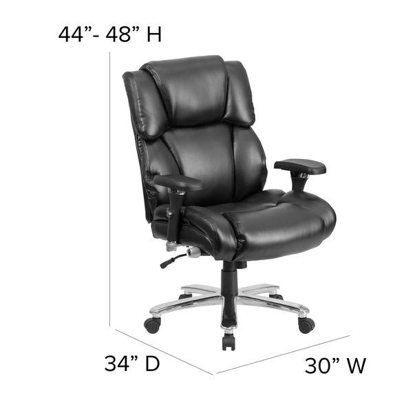 Black LeatherSoft |#| 24/7 Intensive Use Big & Tall 400 lb. Rated High Back Black LeatherSoft Chair