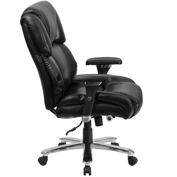 Black LeatherSoft |#| 24/7 Intensive Use Big & Tall 400 lb. Rated High Back Black LeatherSoft Chair