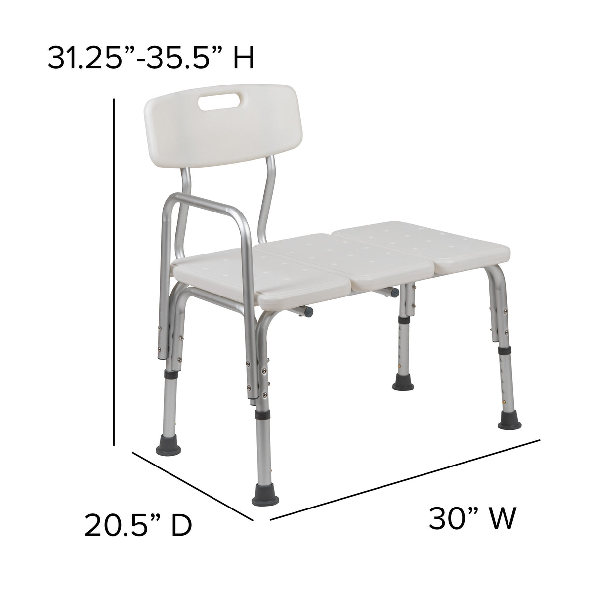 White |#| 300 Lb. Capacity Adjustable White Bath & Shower Medical Transfer Bench
