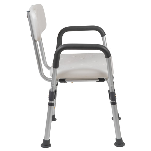 White |#| 300 Lb. Capacity Adjustable White Bath & Shower Chair with Depth Adjustable Back