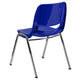 Navy Plastic/Chrome Frame |#| 661 lb. Capacity Navy Ergonomic Shell Stack Chair w/Chrome Frame-16inch Seat Height