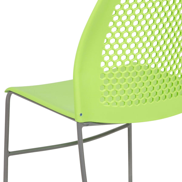 Green |#| Home and Office Green Sled Base Stack Chair with Air-Vent Back - Guest Chair