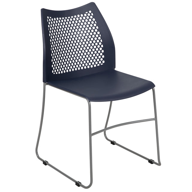 HERCULES Series 661 lb. Capacity Stack Chair with Air-Vent Back and Powder Coated Sled Base - View 1