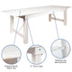 Antique Rustic White |#| 5 Piece Set-7' x 40inch Antique Rustic White Folding Farm Table and Four Bench Set