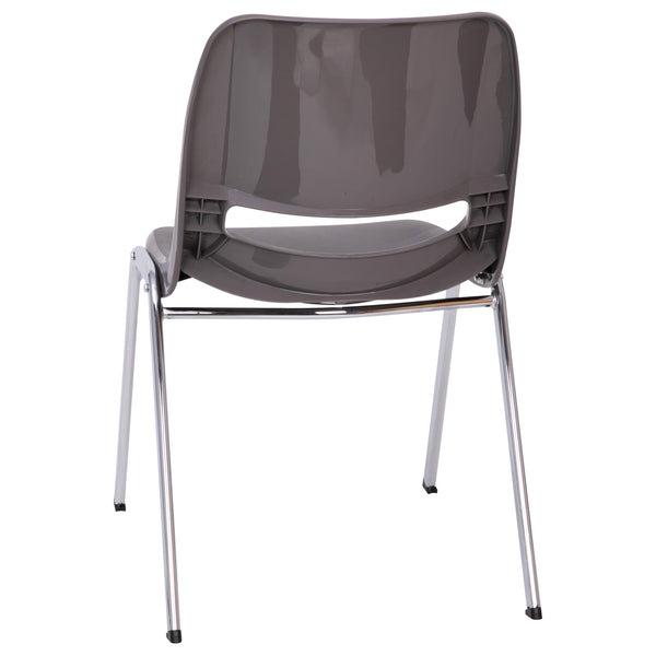 Gray Plastic/Chrome Frame |#| 880 lb. Capacity Gray Shell Stack Chair with Chrome Frame and 18inch Seat Height