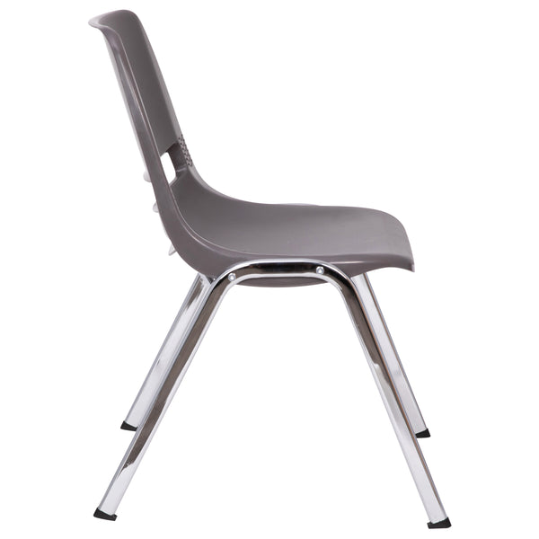 Gray Plastic/Chrome Frame |#| 880 lb. Capacity Gray Shell Stack Chair with Chrome Frame and 18inch Seat Height