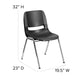 Black Plastic/Chrome Frame |#| 880 lb. Capacity Black Shell Stack Chair with Chrome Frame and 18inch Seat Height