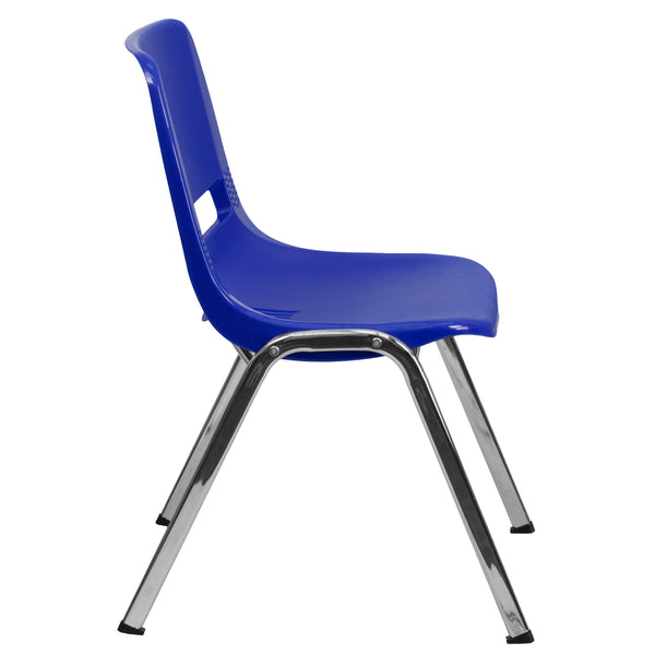 Navy Plastic/Chrome Frame |#| 880 lb. Capacity Navy Shell Stack Chair with Chrome Frame and 18inch Seat Height