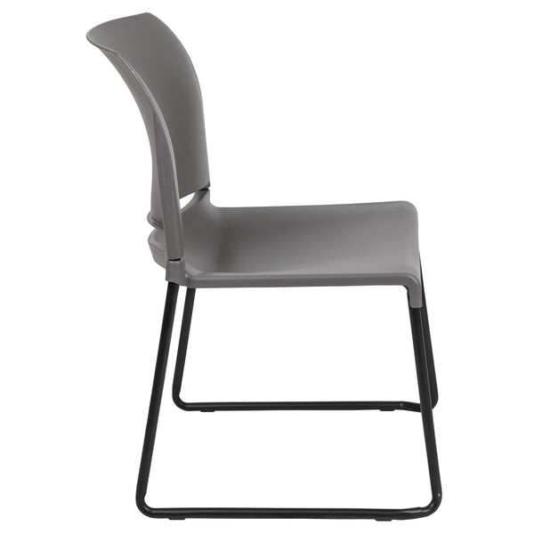 Gray |#| Home and Office Guest Chair Gray Full Back Contoured Sled Base Stack Chair