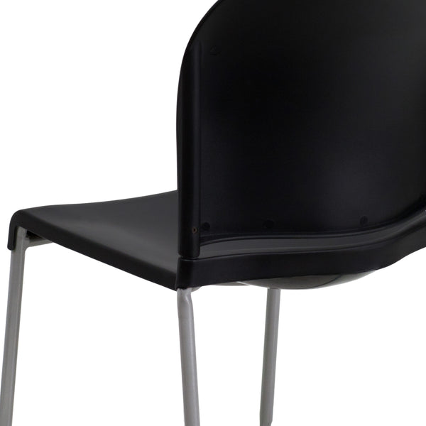 Black |#| 880 lb. Capacity Black Full Back Contoured Stack Chair with Sled Base