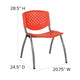 Orange |#| 880 lb. Capacity Orange Perforated Back Plastic Stack Chair with Gray Frame