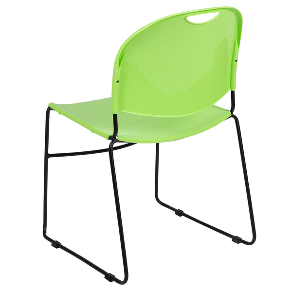 Green Plastic/Black Frame |#| Green Ultra-Compact School Stack Chair - Office Guest Chair/Student Chair