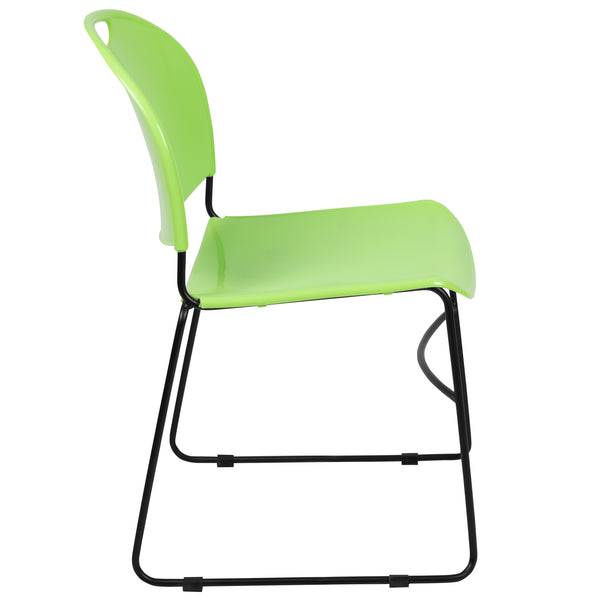 Green Plastic/Black Frame |#| Green Ultra-Compact School Stack Chair - Office Guest Chair/Student Chair