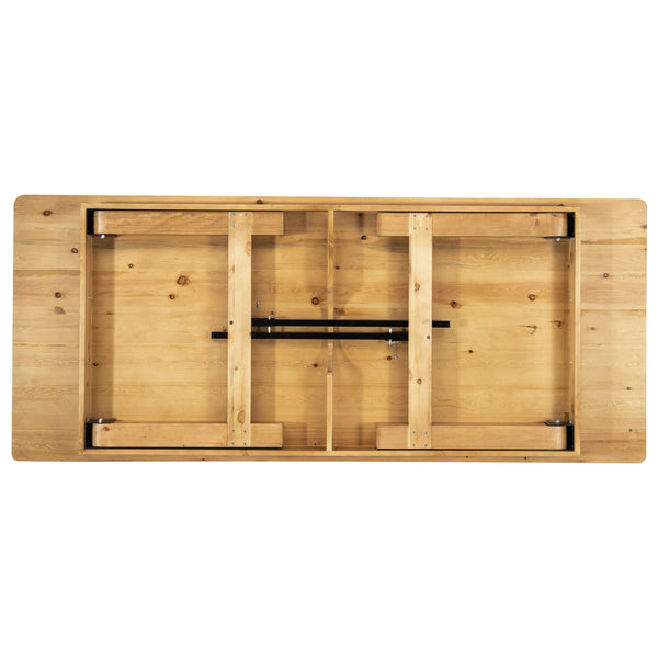Light Natural |#| 8' x 40inch Rectangular Antique Rustic Light Natural Solid Pine Folding Farm Table