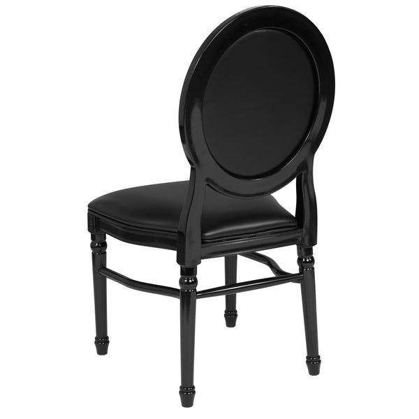 Black Vinyl/Black Frame |#| 900 lb. Capacity King Louis Chair w/ Tufted Back, Black Vinyl Seat & Black Frame