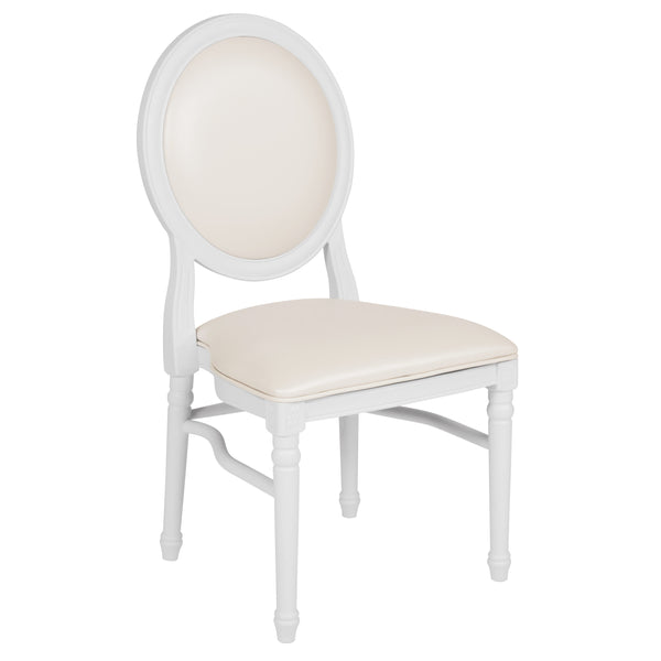 White Vinyl/White Frame |#| 900 lb. Capacity King Louis Chair with White Vinyl Back and Seat and White Frame