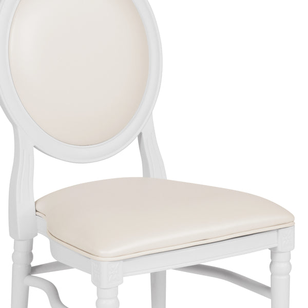 White Vinyl/White Frame |#| 900 lb. Capacity King Louis Chair with White Vinyl Back and Seat and White Frame